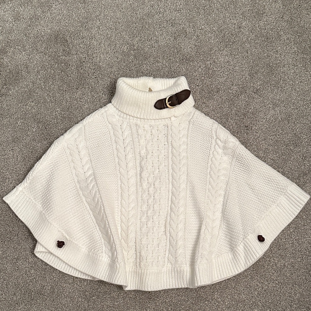 Janie and Jack White Cable Knit Poncho